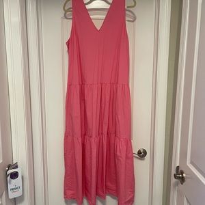 Womens Plus 1X pink poplin maxi dress
